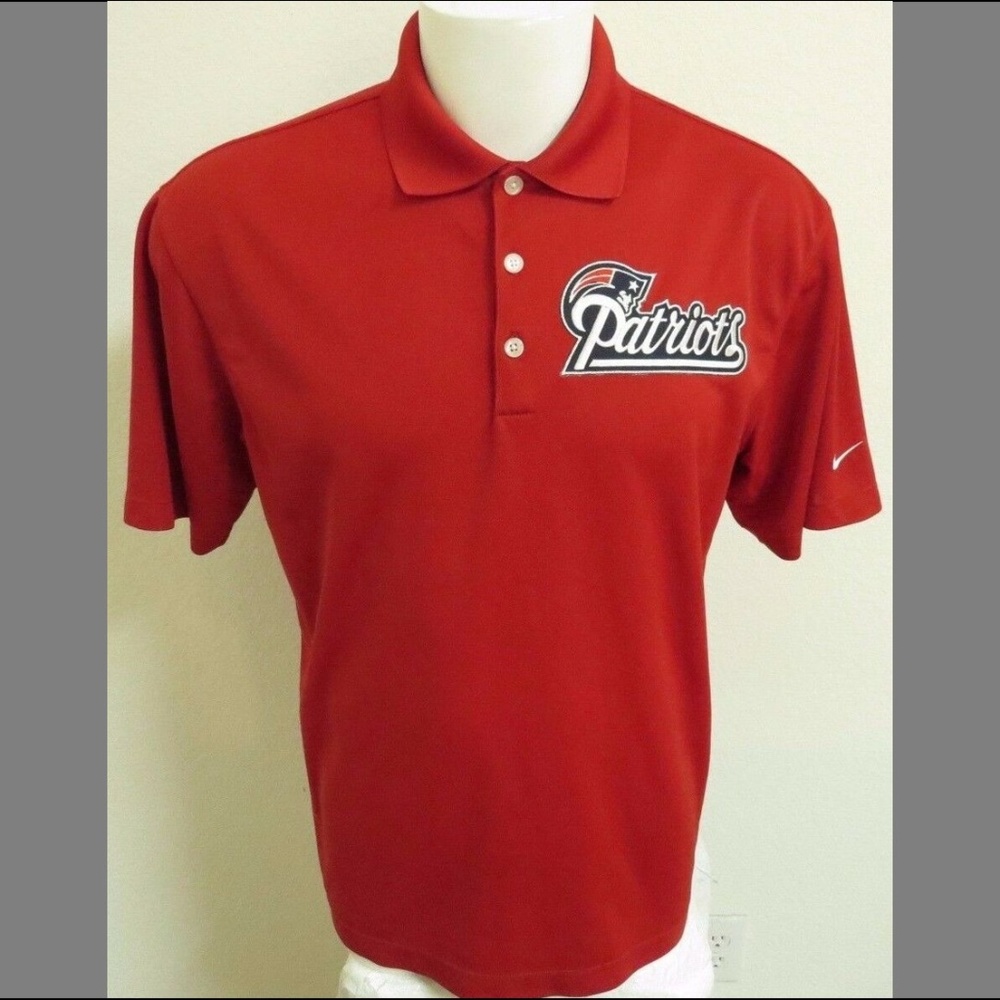 S-2XL Red Patriots Nike Dri-Fit Men’s db #42V Polo Shirt